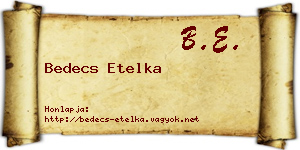 Bedecs Etelka névjegykártya